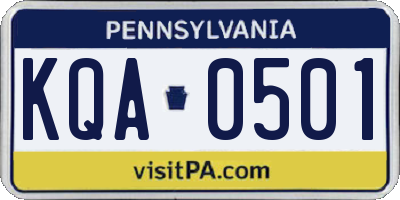 PA license plate KQA0501