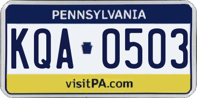 PA license plate KQA0503