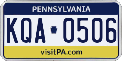 PA license plate KQA0506