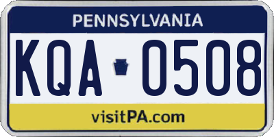 PA license plate KQA0508
