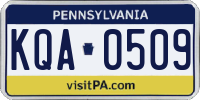 PA license plate KQA0509