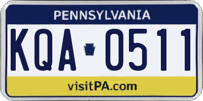 PA license plate KQA0511