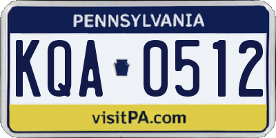 PA license plate KQA0512