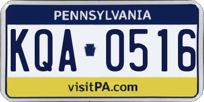 PA license plate KQA0516