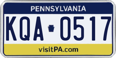 PA license plate KQA0517