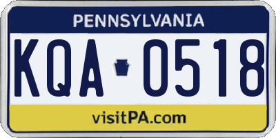 PA license plate KQA0518