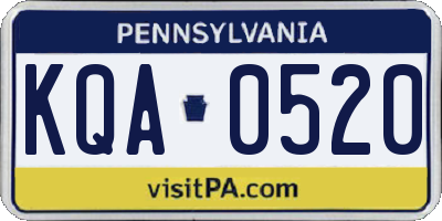 PA license plate KQA0520