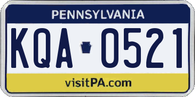 PA license plate KQA0521