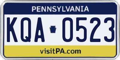 PA license plate KQA0523