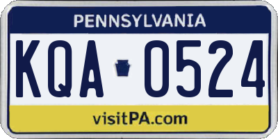 PA license plate KQA0524