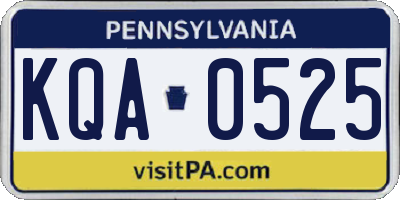 PA license plate KQA0525