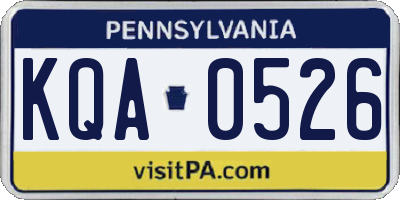 PA license plate KQA0526