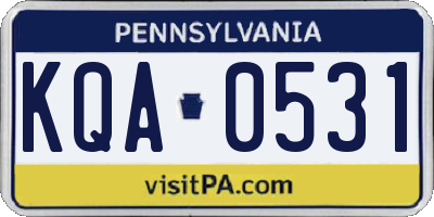 PA license plate KQA0531