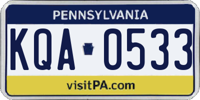 PA license plate KQA0533