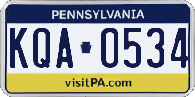 PA license plate KQA0534
