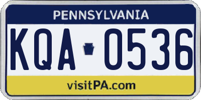 PA license plate KQA0536