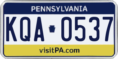 PA license plate KQA0537