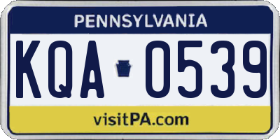 PA license plate KQA0539