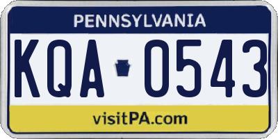 PA license plate KQA0543