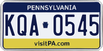 PA license plate KQA0545