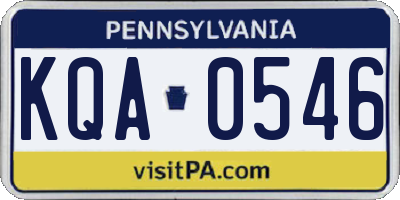 PA license plate KQA0546