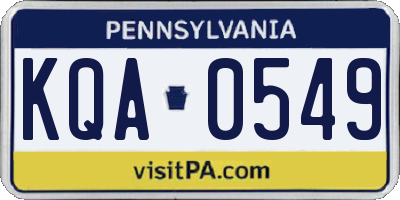 PA license plate KQA0549