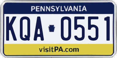 PA license plate KQA0551