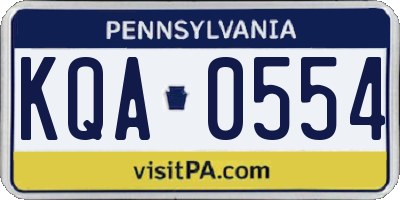 PA license plate KQA0554