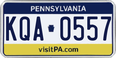 PA license plate KQA0557