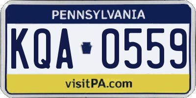 PA license plate KQA0559