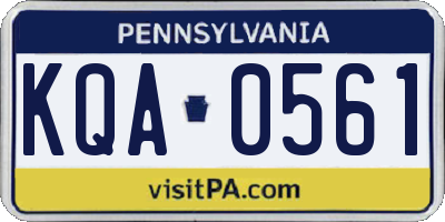 PA license plate KQA0561