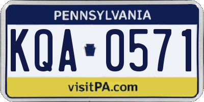 PA license plate KQA0571
