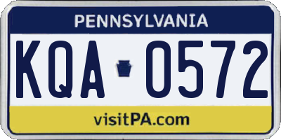 PA license plate KQA0572