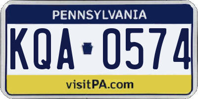 PA license plate KQA0574