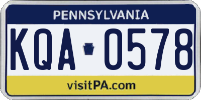 PA license plate KQA0578