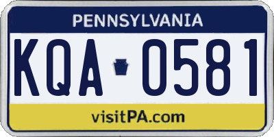 PA license plate KQA0581