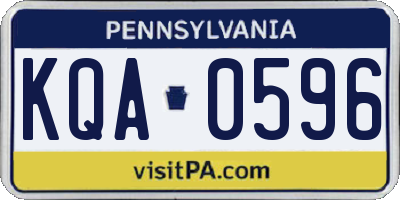 PA license plate KQA0596