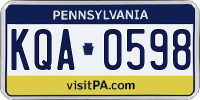 PA license plate KQA0598