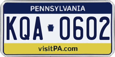PA license plate KQA0602