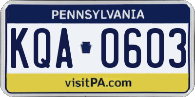 PA license plate KQA0603