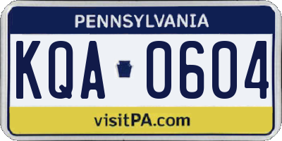 PA license plate KQA0604