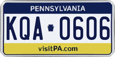 PA license plate KQA0606