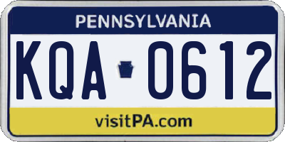 PA license plate KQA0612