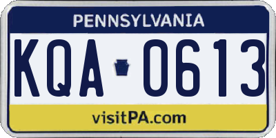 PA license plate KQA0613