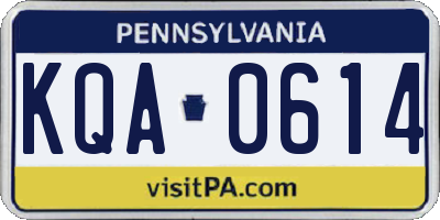 PA license plate KQA0614