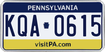 PA license plate KQA0615