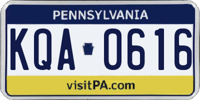 PA license plate KQA0616