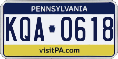 PA license plate KQA0618