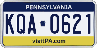 PA license plate KQA0621