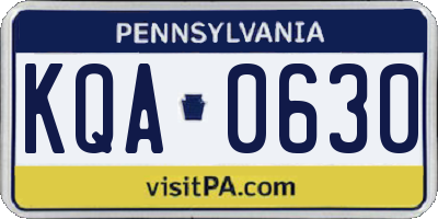 PA license plate KQA0630